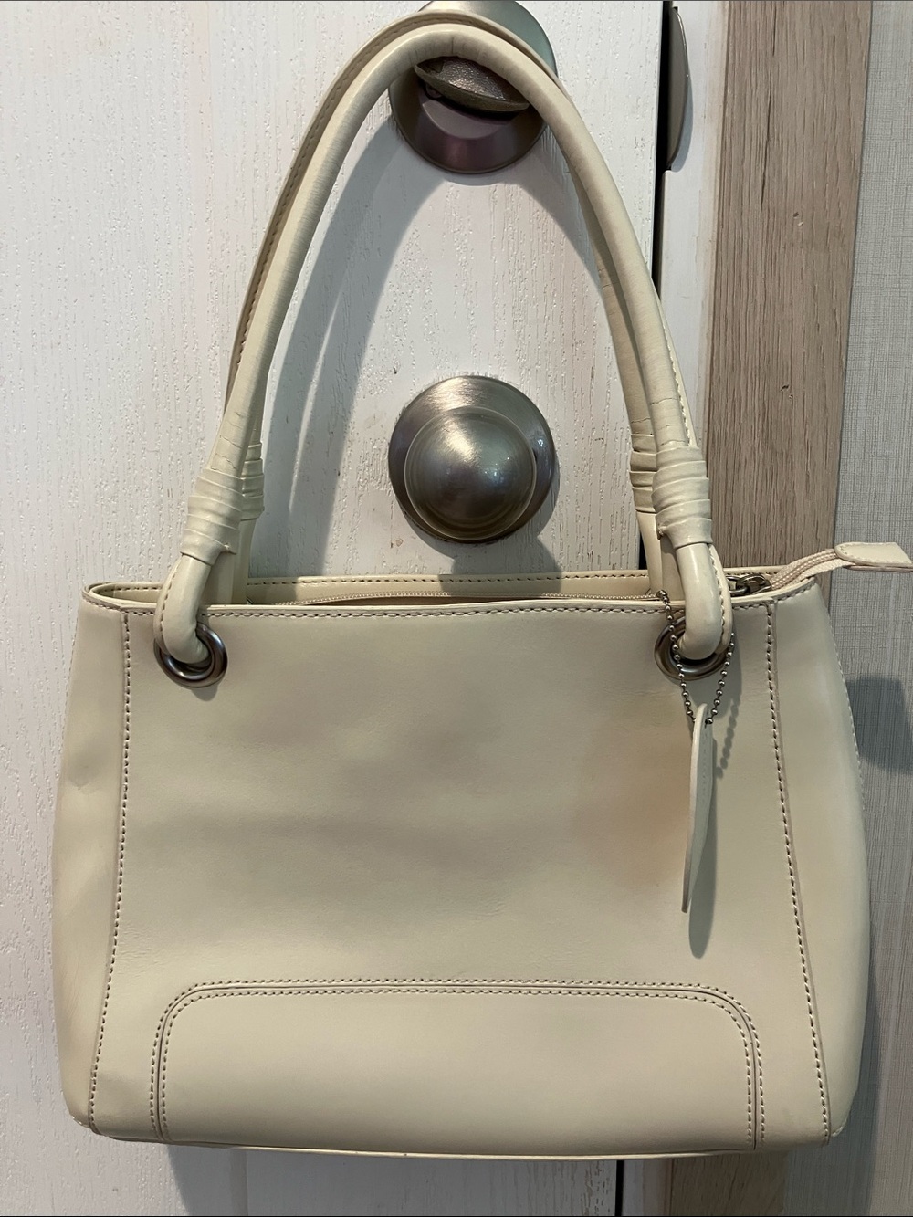 Black Rivet Cream Shoulder Bag